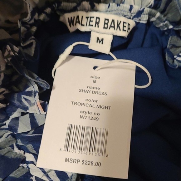 Walter Baker Tropical Print Ruffle Mini Dress Blue Green Shay Style M NWT - Picture 8 of 9
